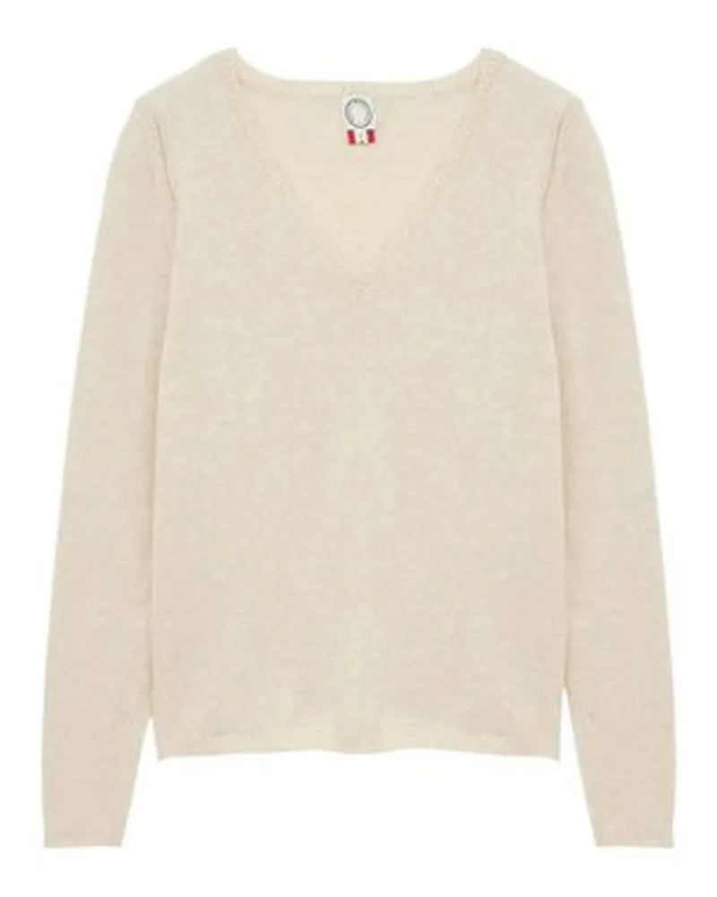 Inès de la Fressange Pullover Morgane mit V-Ausschnitt Beige