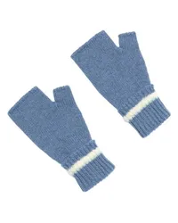 Barrie Fingerlose Kaschmir-Handschuhe mit Faux-Shearling-Design Blue