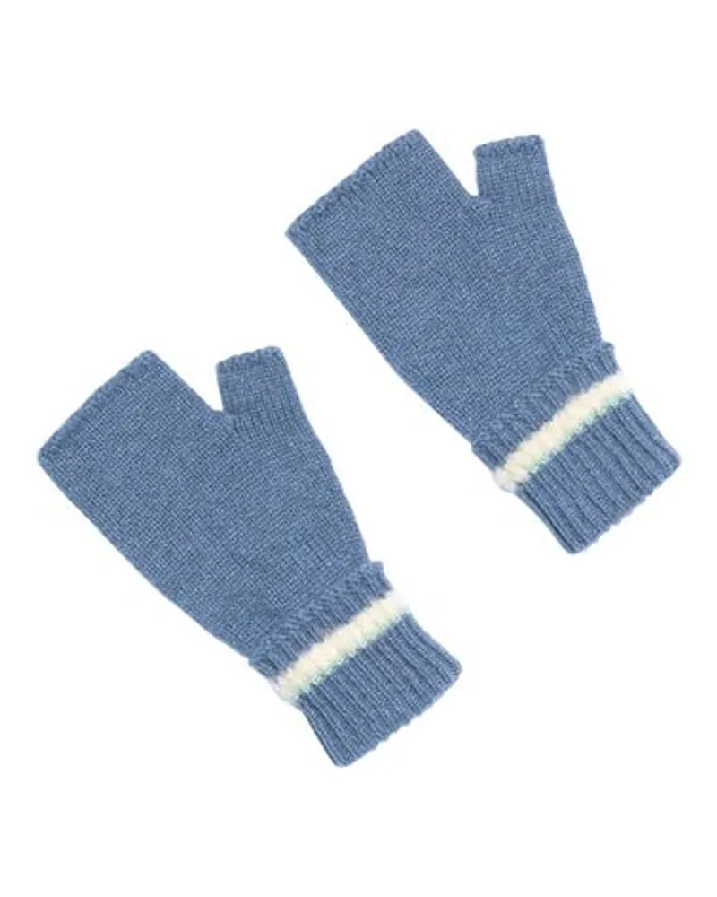 Barrie Fingerlose Kaschmir-Handschuhe mit Faux-Shearling-Design Blue