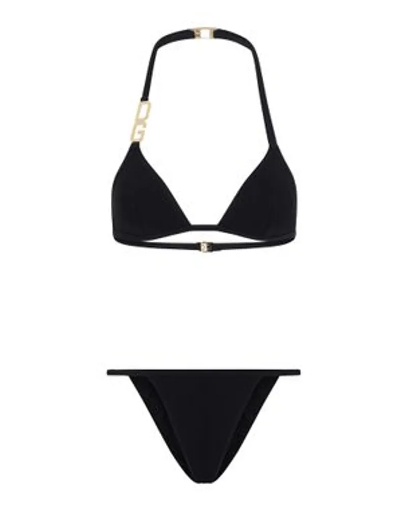 Dolce & Gabbana Triangle bikini with DG logo Black