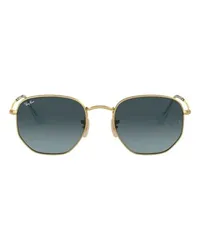 Ray Ban Irregular-Sonnenbrille mit flachen Sechseck-Gläsern Gold