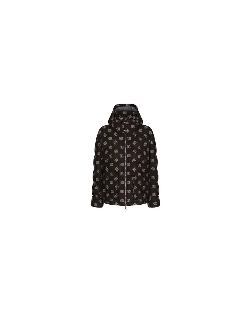 Dolce & Gabbana Gesteppte Jacquard-Jacke mit Monogramm-Muster DG Blue