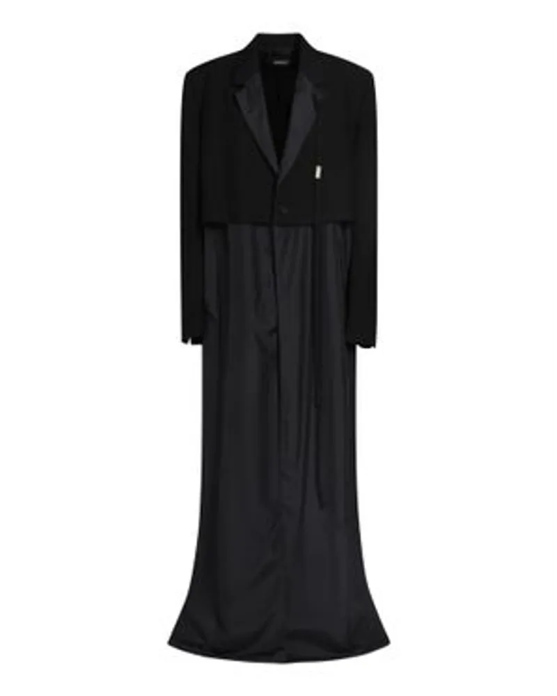 Ann Demeulemeester x-langer, doppellagiger, leichter Trenchcoat Dita Black