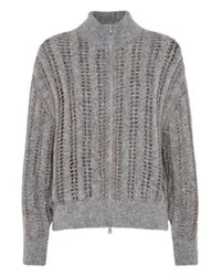 Brunello Cucinelli Dazzling Net-Cardigan Grey