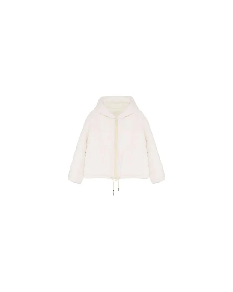 Yves Salomon Kurze Daunenjacke mit Kaninchenfell White