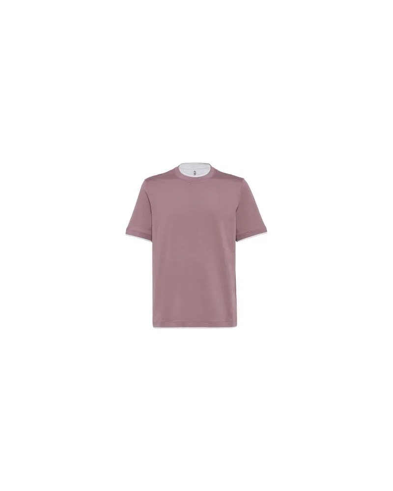 Brunello Cucinelli T-Shirt mit Faux-Layering Purple