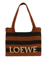 Loewe Mittelgroße Tote Bag Loewe Font Stripes Brown