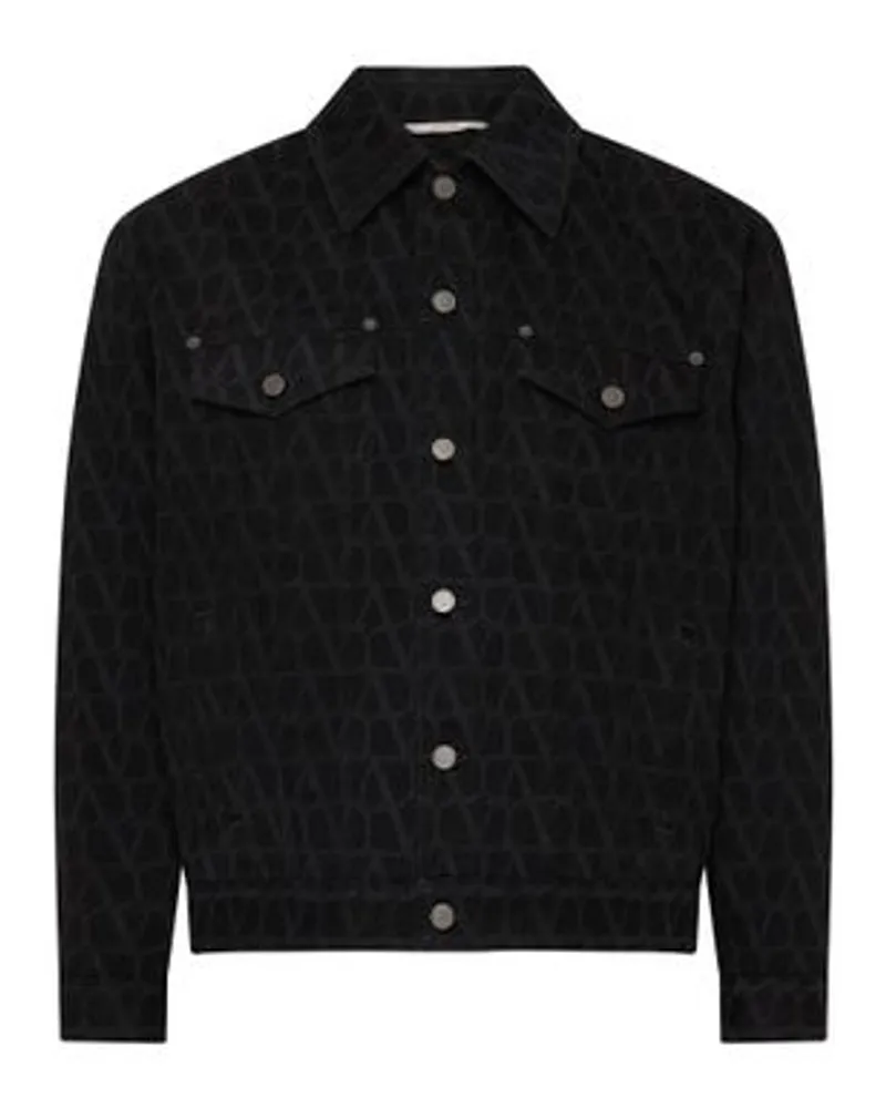 Valentino Garavani Denimjacke mit Print Toile Iconographe Black