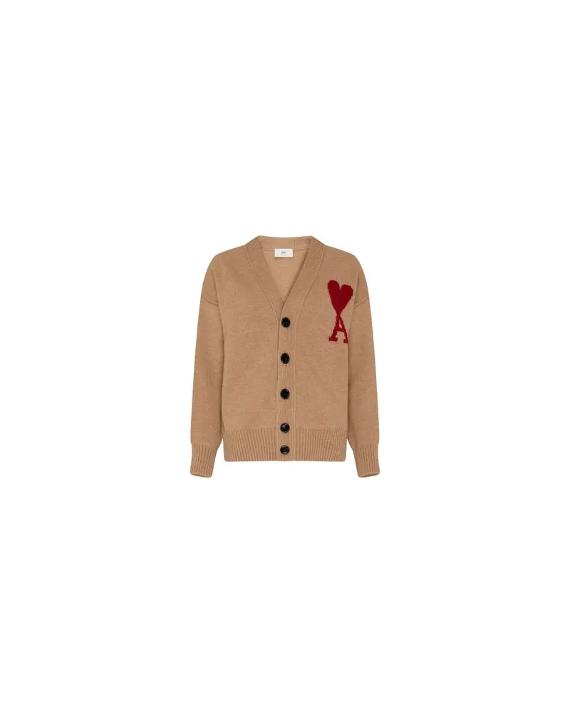 AMI Paris Cardigan Ami de Cœur Beige