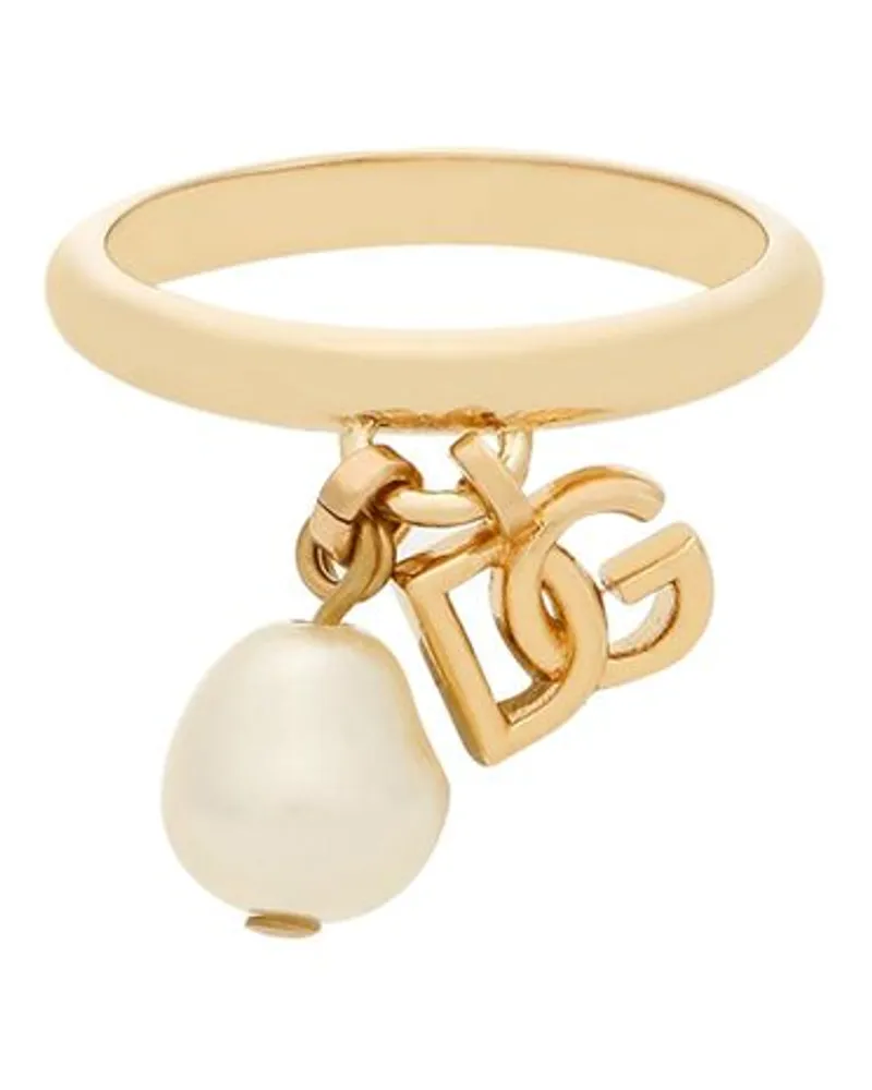 Dolce & Gabbana Verlobungsring Mit Dg Logo Und AnhäNgern Gold