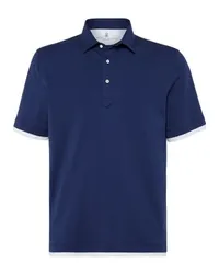 Brunello Cucinelli Poloshirt mit Faux-Layering Blue