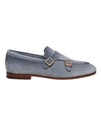 Santoni Wildleder-Loafer mit Doppelschnalle Blue