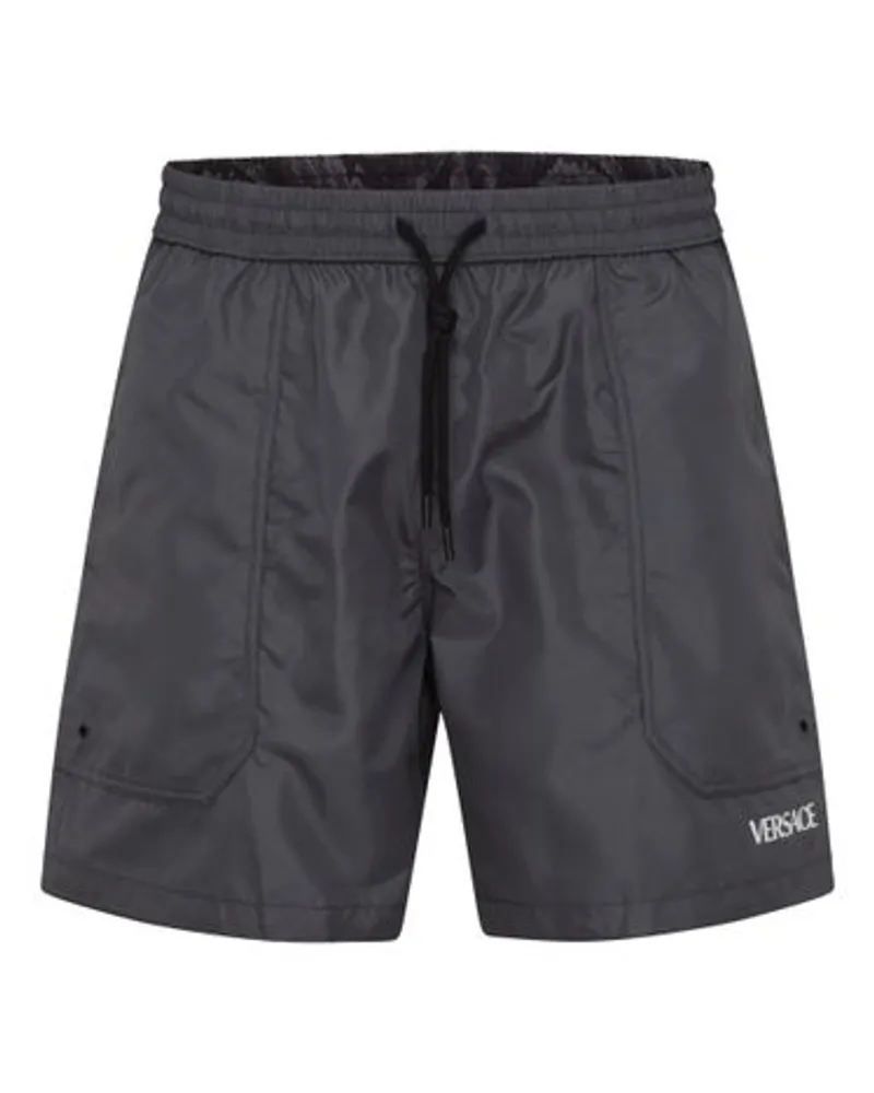 Versace Beidseitig tragbare Barocco-Schwimmshorts Black