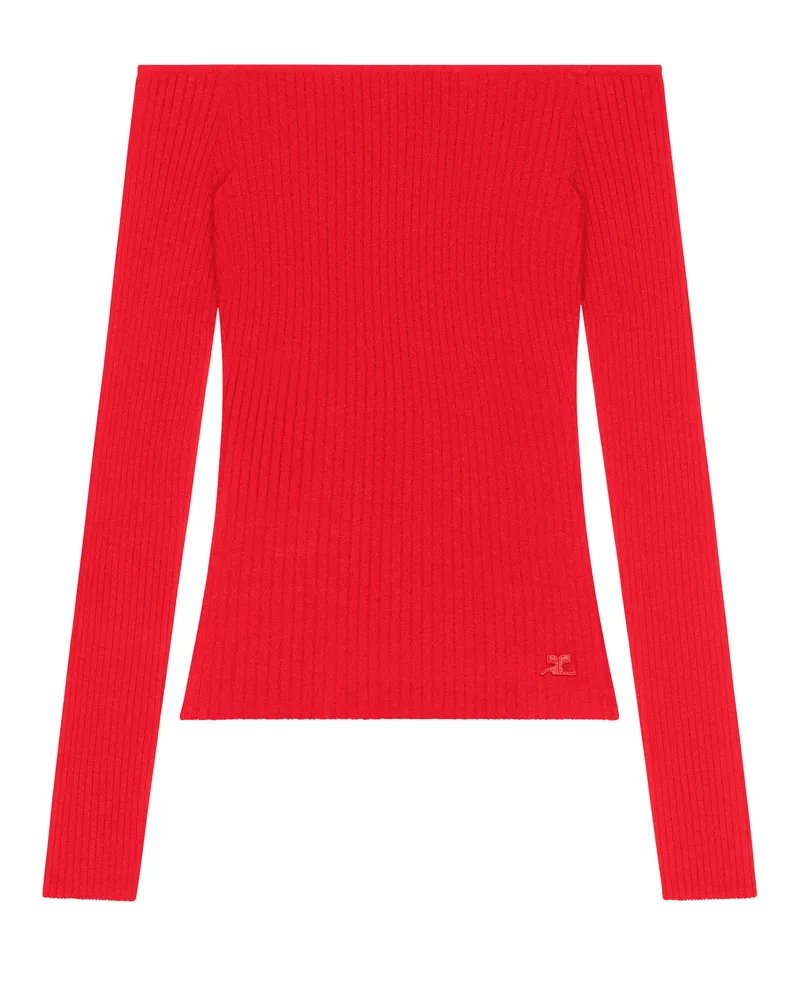 Courrèges Schulterfreies Rippstrick-Top 