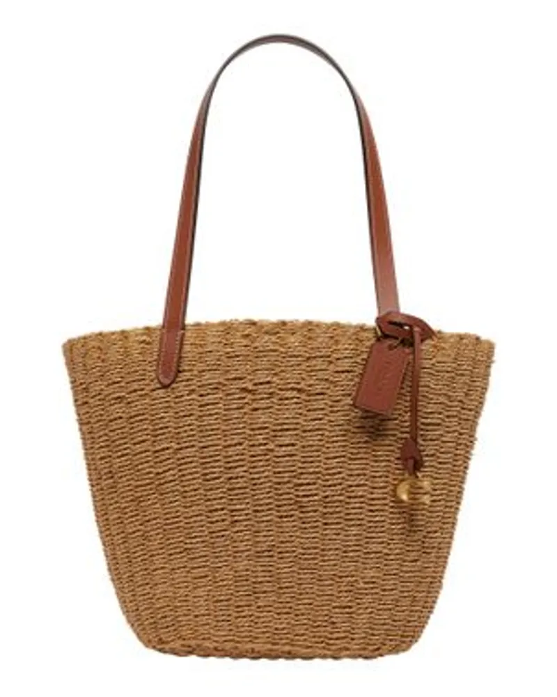 Coach Kleine Straw Tote Beige