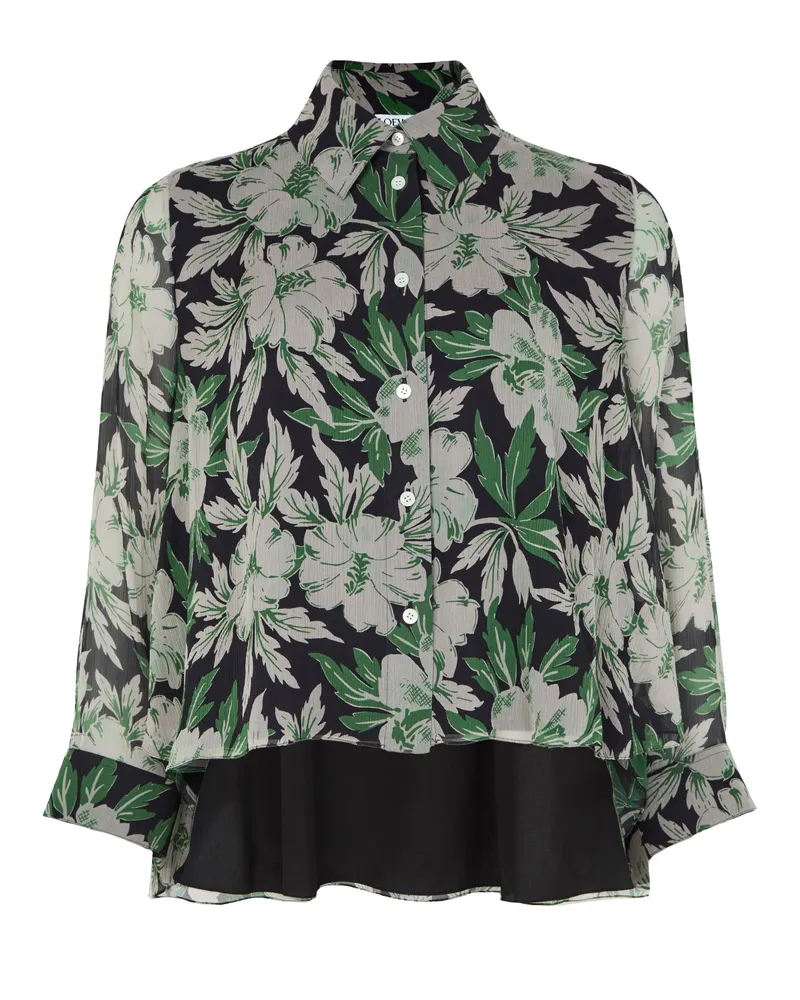 Loewe Hemd aus Seide mit Blumenprint 