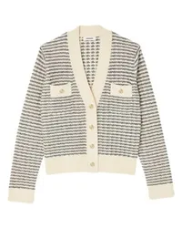 Sandro Gestreifter Strick-Cardigan White