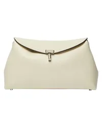 Totême Leder Clutch-Tasche T-Lock White