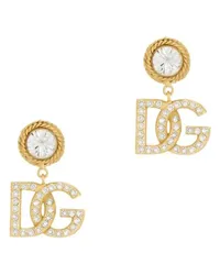 Dolce & Gabbana Ohrringe mit Strasssteinen und DG-Logo Gold