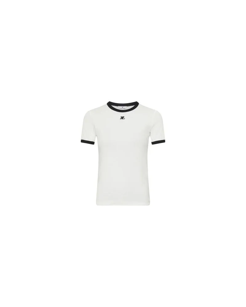 Courrèges Kontrast-T-Shirt Signature White