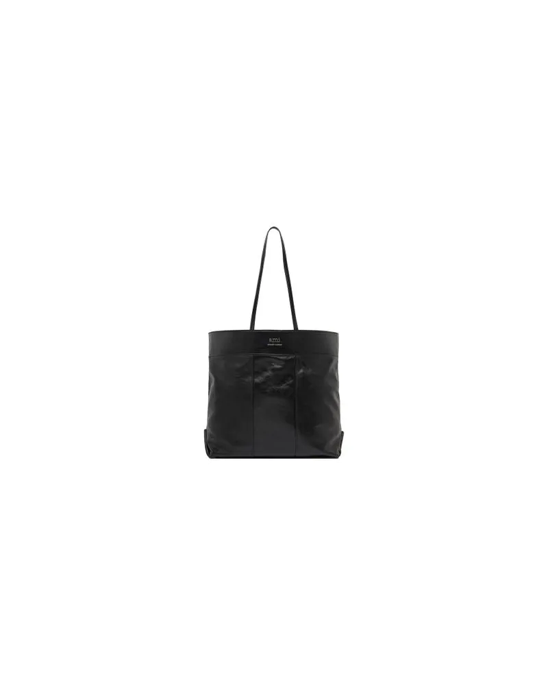 AMI Paris Tote Bag North South Ami Black