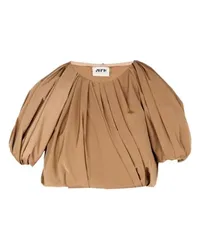 Maison Rabih Kayrouz Cropped Top mit Kräuselfalten Beige