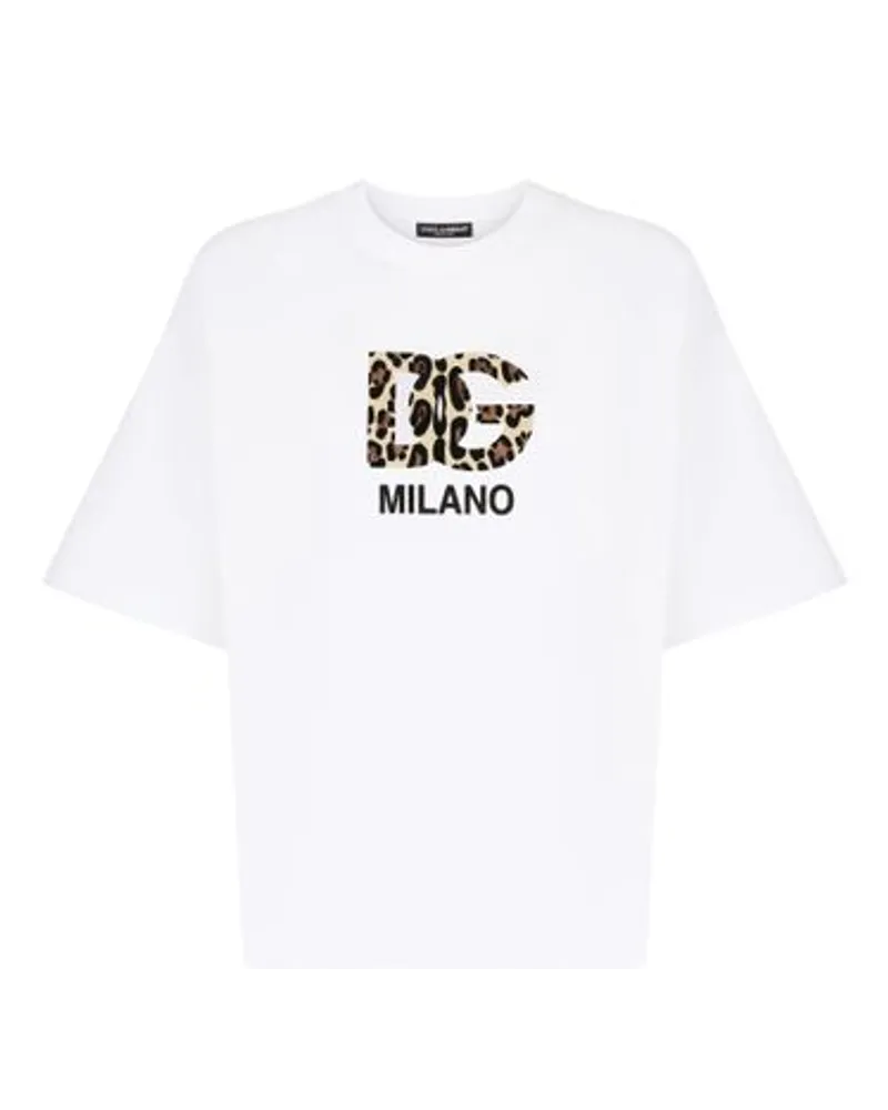 Dolce & Gabbana T-Shirt mit geflocktem DG-Logo White