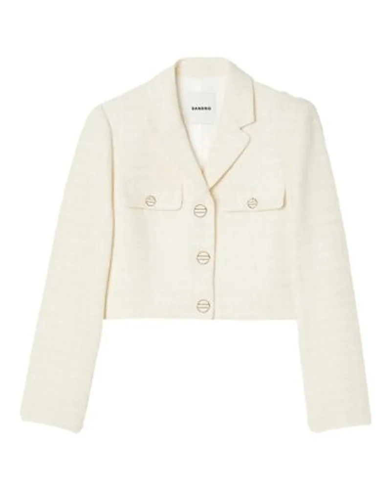 Sandro Kurze Tweedjacke mit Knöpfen White