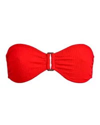 Vilebrequin Bandeau-Bikinioberteil mit Ring Jacquard Vichy Red