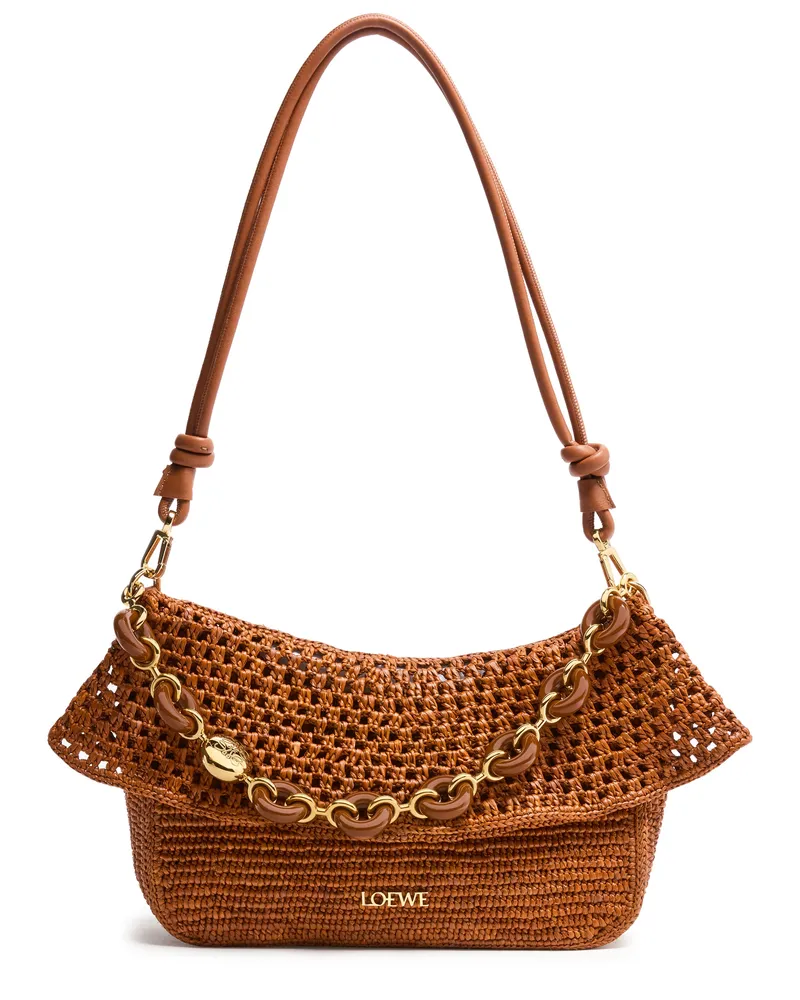 Loewe Mittelgroße Ola Hobo aus Raffia und Kalbsleder 