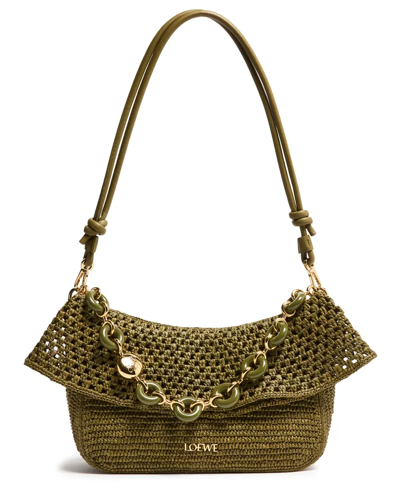 Loewe Mittelgroße Ola Hobo aus Raffia und Kalbsleder 