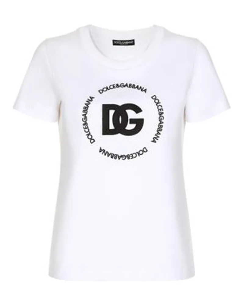 Dolce & Gabbana Interlock-T-Shirt mit Logo DG White