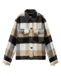 Woolrich Karierte Hemdjacke mit Fransen Beige