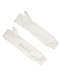 Barrie Fingerlose Kaschmir-Handschuhe White