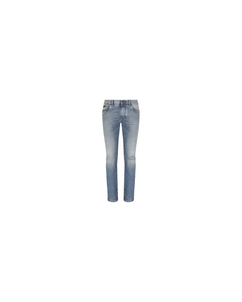 Dolce & Gabbana Stretch-Jeans Skinny Fit mit Rissen Multicolor