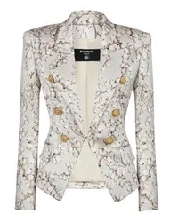 Balmain Jacke mit 6 Knöpfen und Printmotiv Rote Johannisbeere Beige