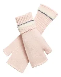 Barrie Fingerlose Kaschmir-Handschuhe mit Faux-Shearling-Design Pink