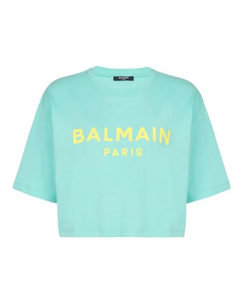 Balmain Crop-T-Shirt Blue