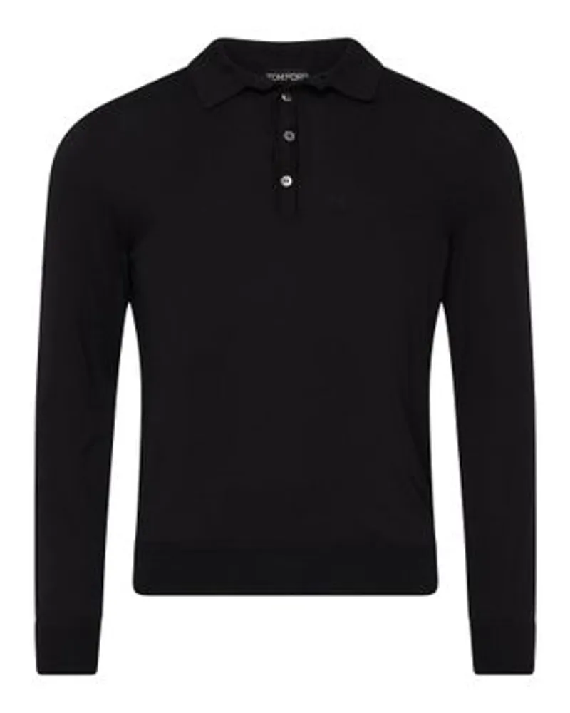 Tom Ford Langärmeliges Poloshirt Black