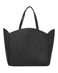 Karl Lagerfeld Große Tote Bag mit K/Kreis und Lochmuster Black