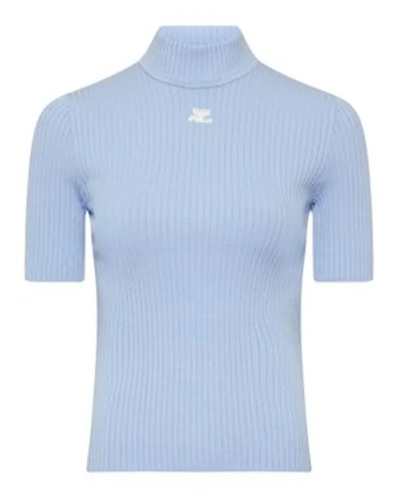 Courrèges Kurzärmeliger Pullover Blue