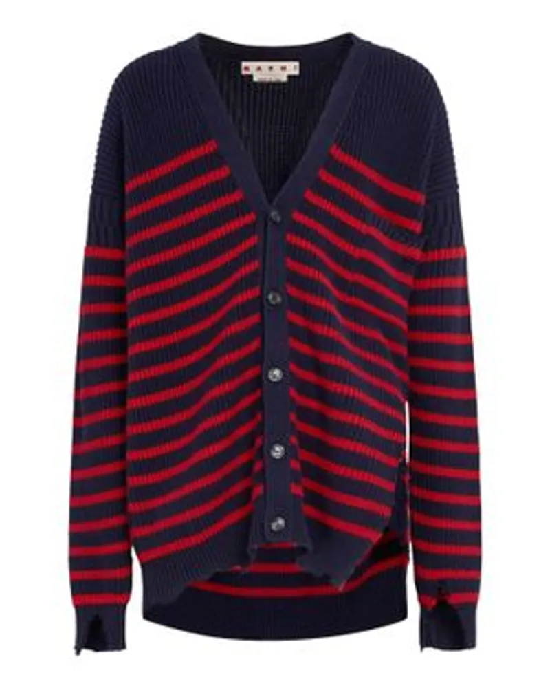 Marni Gestreifter Fisherman-Cardigan Blue