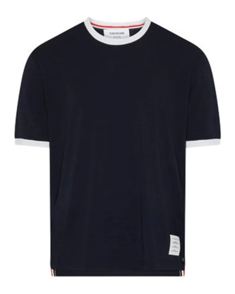 Thom Browne Kurzarm-T-Shirt Navy