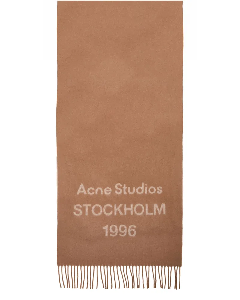 Acne Studios Schal mit Logo Beige