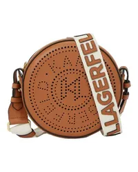 Karl Lagerfeld K/Circle Runde Crossbody-Tasche mit perforiertem Logo Brown