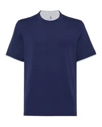 Brunello Cucinelli T-Shirt mit Faux-Layering Blue