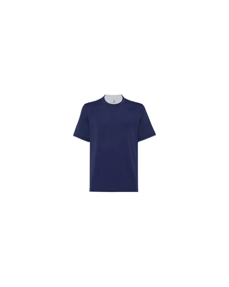 Brunello Cucinelli T-Shirt mit Faux-Layering Blue