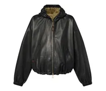 Lederjacke mit Kapuze
