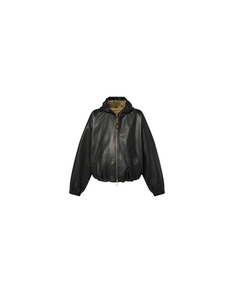 Louis Vuitton Lederjacke mit Kapuze Black