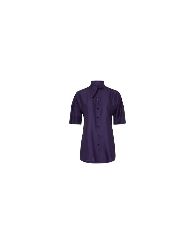 Christophe Lemaire Tailliertes Kurzarmhemd mit Tuch Purple